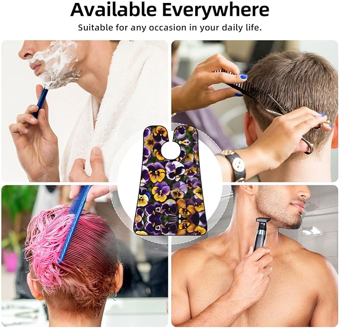 NOUZU Pansy Perfection Print Print Beard Bib Apron For Men, Beard Hair Catcher For Men Shaving Trimming,Beard Cape Cloth