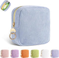 Playexen Period Bag for Purse, Corduroy Sanitary Napkin Storage Bag, Blue