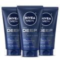 NIVEA MEN Deep Clean Face Wash and Scrub, Multipack, 3 x 2.5 FL OZ