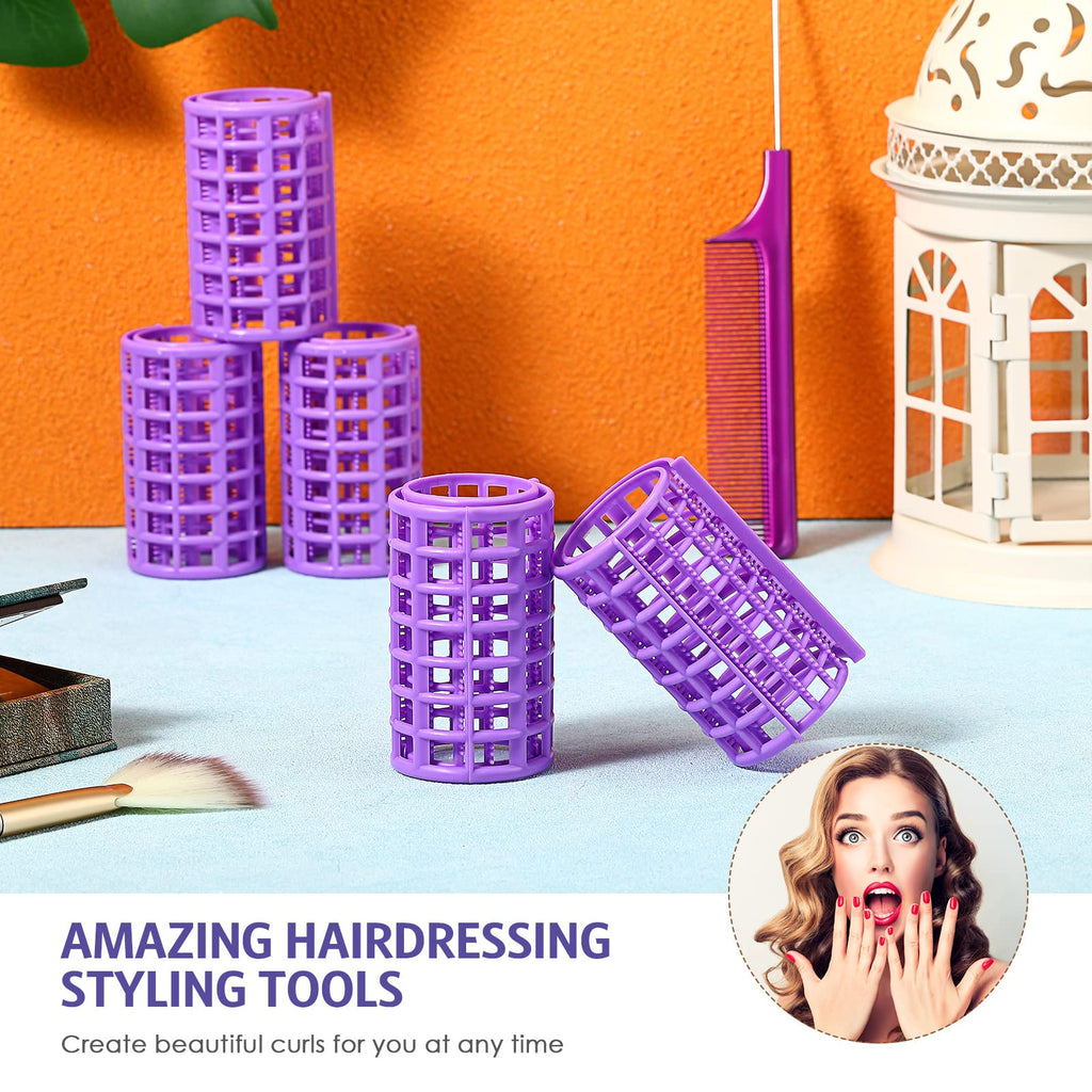Syhood 12 Pcs Hair Rollers for Women, 2.6 X 1.4 Inch Curlers, Purple