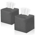 2 Pack, VIVIDLY Tissue Box Cover Holder, Square Modern PU Leather Tissue Box Holder, Can be Used for Bathroom Dressing Table, Bedside Table, Office Desk & Car 5"X5"X5"- (Charcoal Color, 2)