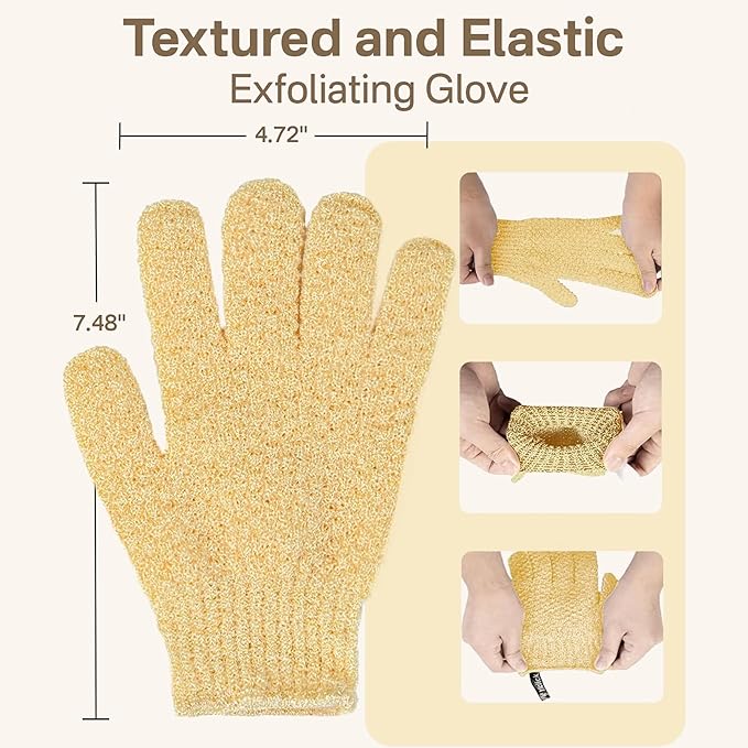 Yiclick Heavy Exfoliating Gloves, Exfoliating Body Scrubber for Bath Shower Exfoliation, Body Scrub Exfoliator for Dead Skin Remover, Exfoliate Sponge Loofah Washcloth Mitt Men Women