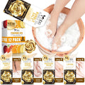 nbc BeautiLab Pedicure Kit Foot Soak Set: Bubble Salt, Sugar Scrub, Massage Mask, Massage Lotion in a Box, 4 Step Foot Spa Kit for Dry Feet,Tired Feet（3 Set Golden petals)