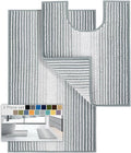 Bathroom Rugs Sets 2 Piece, Toilet Rugs U-Shaped, Contour Bath Mat Rugs Set for Toilet Bathroom, Soft Absorbent Chenille Bath Carpet, Quickly Dry, Washable (Light Gray, 32" x 20" + 24" x 20")