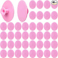 Nuogo 40 Pack Facial Cleansing Brush Face Scrubber Face Exfoliator Exfoliating Brush Soft Silicone Scrubber Handheld Wash Scrub Pad Tool for Deep Cleaning Pore Blackhead Skin Care Women(Pink)