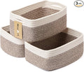 Small Storage Baskets for Organizing | Closet Organizer Bins | Shelf Toy Basket | Woven Rope Baskets | Cube Decorative Box | Shallow Basket | 13x8.5x5.1” | 3 Packs White Brown