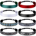 Sintege 8 Pcs Woman Elastic Headband Adjustable Non Slip Velvet Lined Headbands Solid Color Boho Hair Bands for Women Sport Yoga Work Makeup Stylish Hairband(Classic Style)