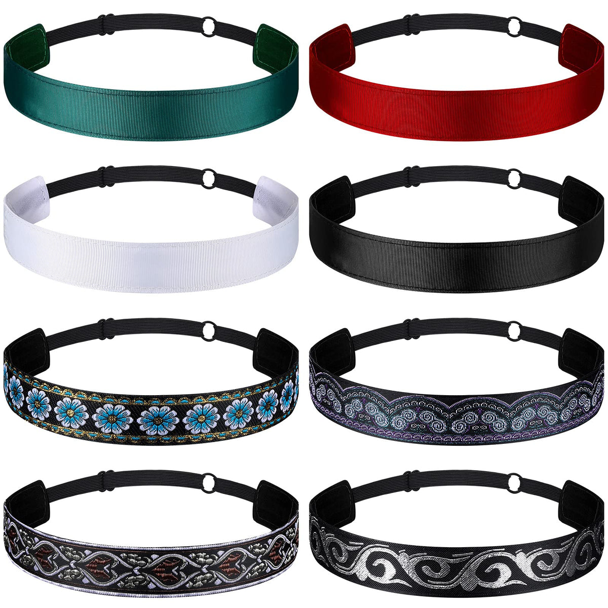 Sintege 8 Pcs Woman Elastic Headband Adjustable Non Slip Headbands,Classic