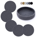 Coga Trivets for Hot Dishes, 5 Pack 7 Inch Cotton Hot Pads for Kitchen with Storage Basket, Round Pot Holders for Kitchen, Heat Resistant Mats for Countertop, Pots and Pans, Farmhouse Decor, Grey