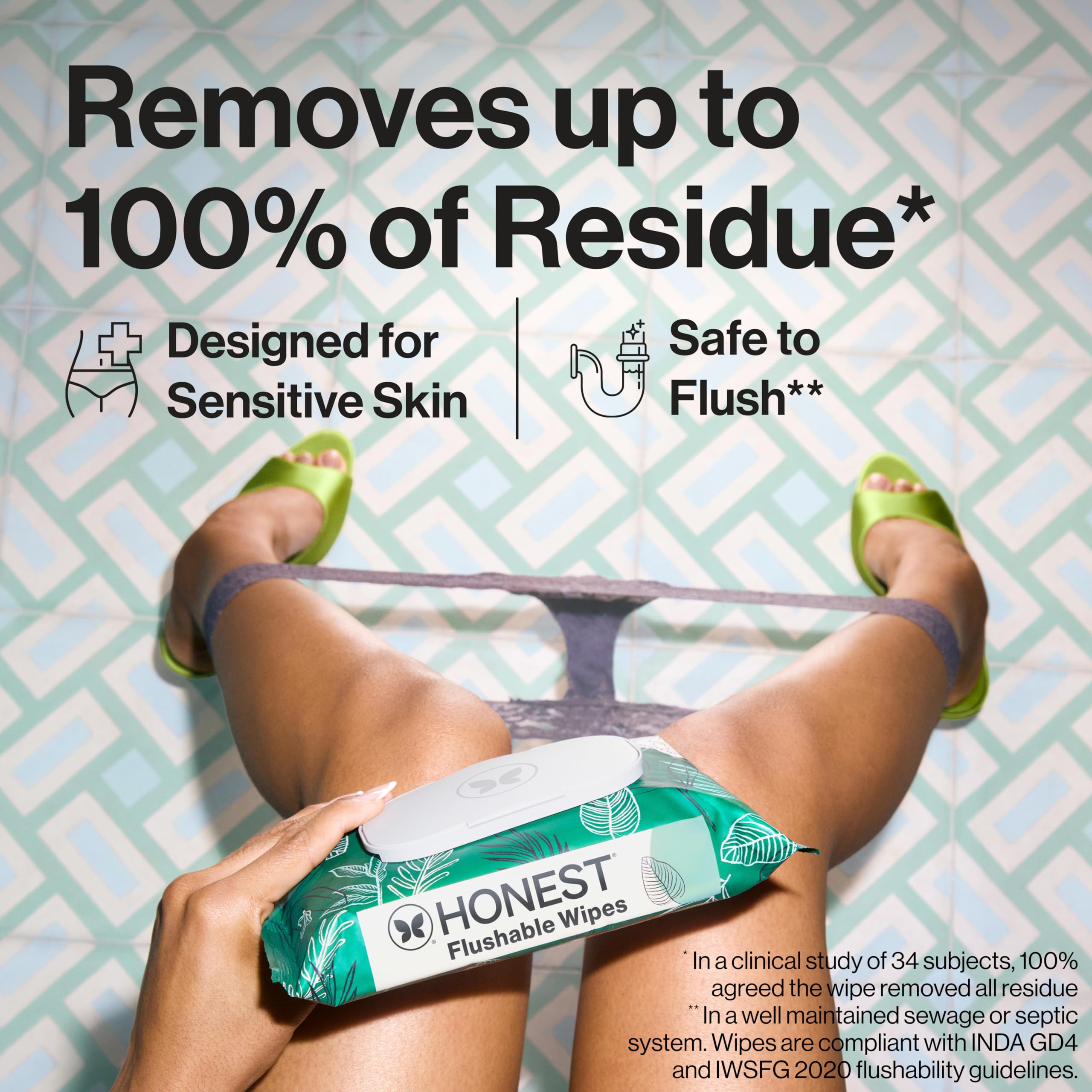 The Honest Company Flushable Wipes, Hypoallergenic, Tropical Leaves, 336ct