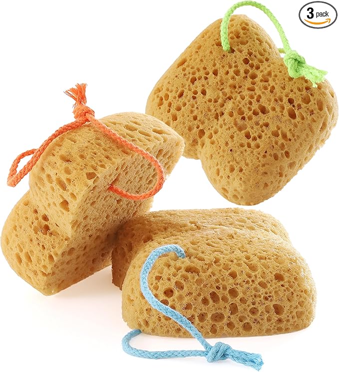 Bath Sponges for Shower, Azymi 4-Pack Sponges Bath for Sensitive Dry Skin