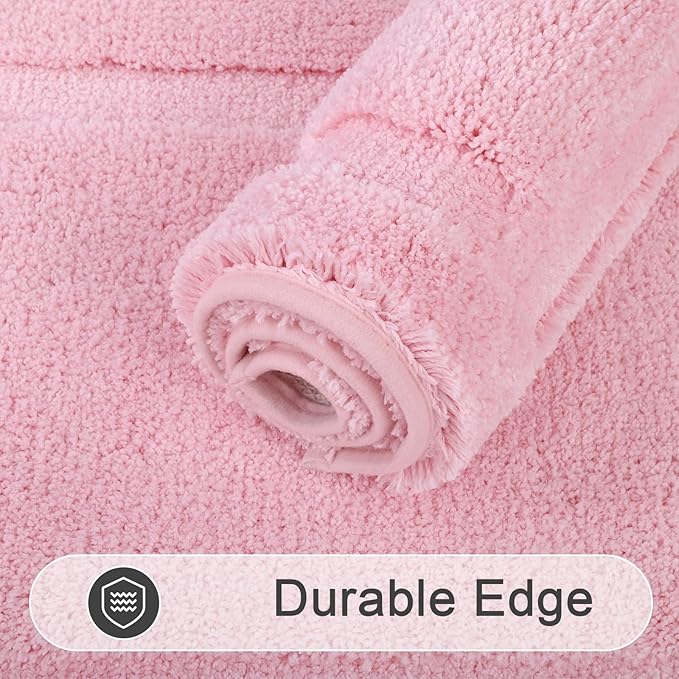 SHACOS Pink Bathroom Rugs Sets 3 Piece Bath Mat U Shaped Toilet Rug