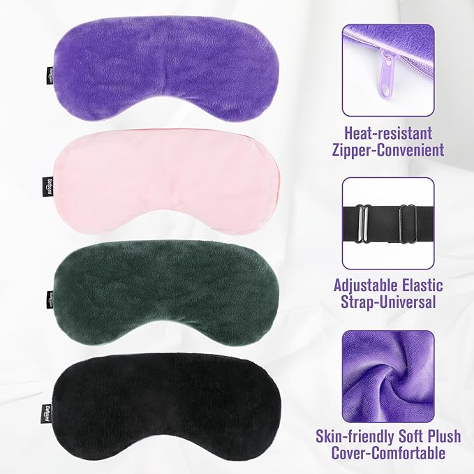 BeHoomi Heated Eye Mask, Weighted Sleep Mask Warm Compress for Eyes, Cooling Eye Mask for Sleeping, Reusable Eye Masks for Home, Office, Hot and Cold for Eye Relaxation, Gifts for Women (Purple)