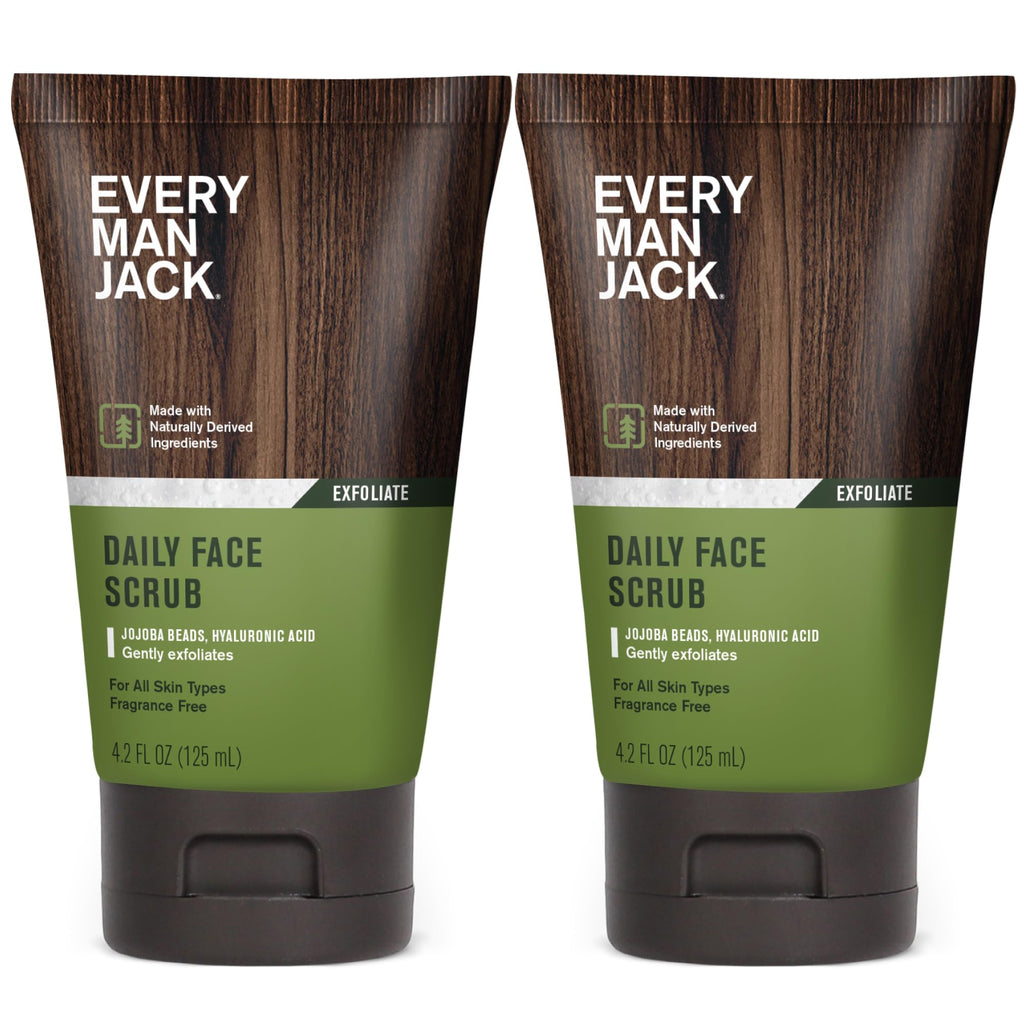 Every Man Jack Gentle Exfoliating Face Scrub for Men, Unscented, (2pk)