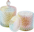rejomiik 2 Pack Qtip Holder Apothecary Jars with Lid, Thick Glass, Rainbow