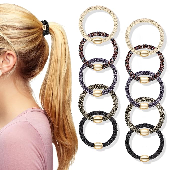 Hair Ties No Damage - 20PCS Ponytail Holders - Elastic Hair Ties for Thick Hair - Braided Hair Bands for Women Girls's Hair - Bright Star