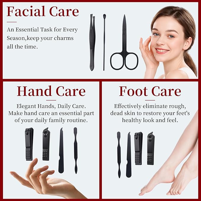 Manicure Set Stocking Stuffers for Men, Easter Basket Stuffers for Teens Manicure Kit Nail Clippers Kit Grooming Kit Pedicure Care Tool Valentines Gifts for Men Dad Birthday Gifts for Teen Boys Father