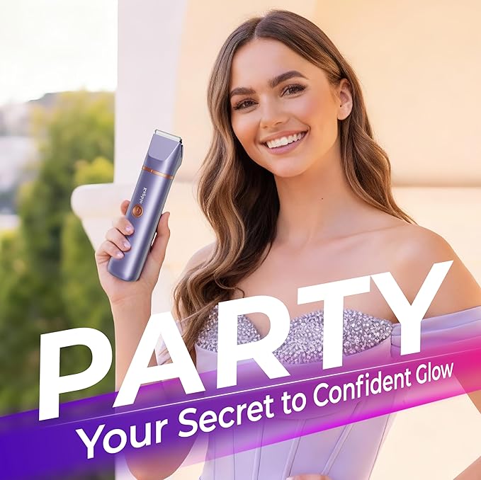 Bikini Trimmer for Women Pubic Hair: 2 in 1 Electric Razors for Women - Rechargeable Electric Shaver - IPX7 Waterproof Lady Shaver for Travel & Shower Use (Purple-Gold)