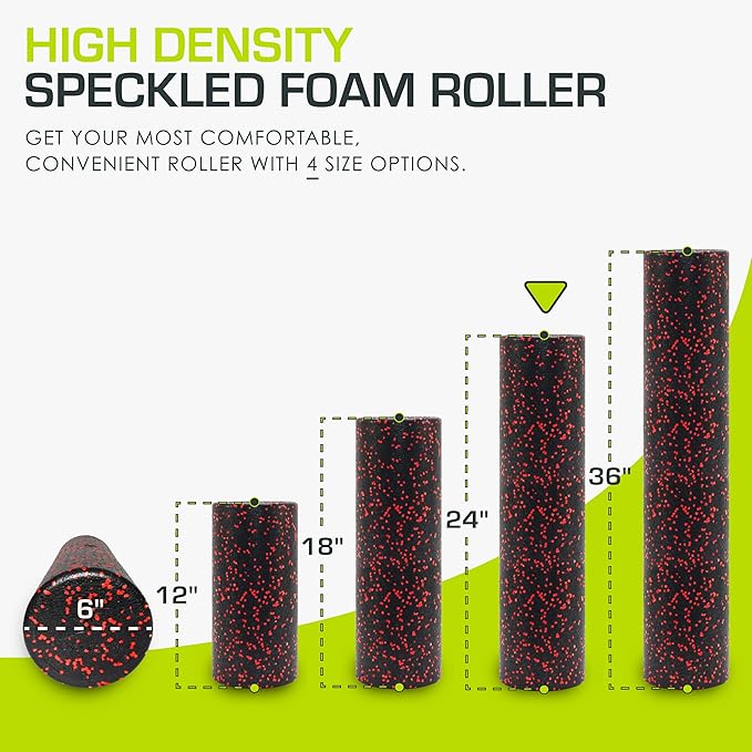 ProsourceFit High Density Foam Rollers Long, Firm Full Body Athletic Massage Tool for Back Stretching, Yoga, Pilates, Post Workout Muscle Recuperation