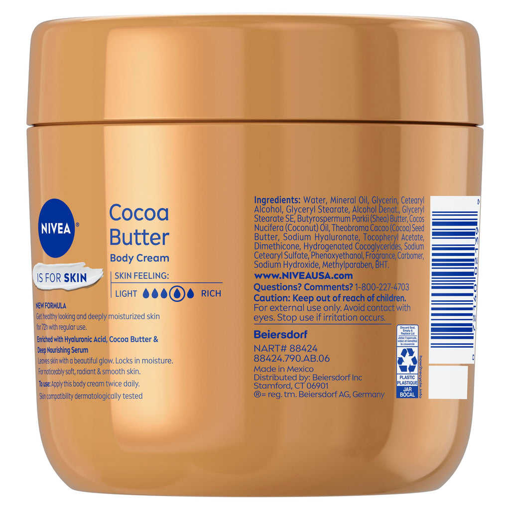 NIVEA Cocoa Butter Body Cream for Dry Skin, 16 OZ