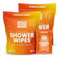 Super Fresh Shower Body Wipes, Travel Essentials for Camping, Large Citrus Wipes for Adults, Women, Men, Kids Personal Hygiene Cloth Enriched with Aloe and Vitamin E, Individually Wrapped 20 Pack
