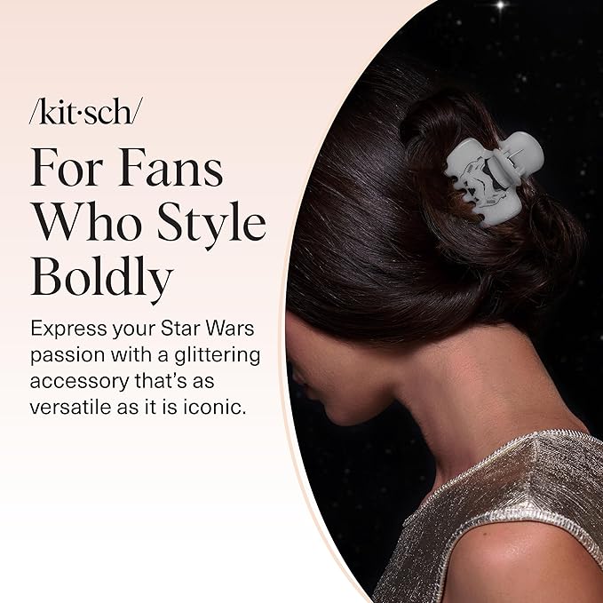 Kitsch x Star Wars Stormtrooper Glitter Medium Hair Clip for Women – Iconic Galaxy-Inspired Claw Clip | Recycled Plastic, Strong Secure Grip | Hair Accessories for Girls