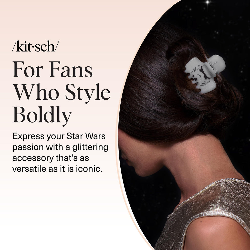 Kitsch x Star Wars Stormtrooper Glitter Medium Hair Clip for Women – Iconic Galaxy-Inspired Claw Clip | Recycled Plastic, Strong Secure Grip | Hair Accessories for Girls