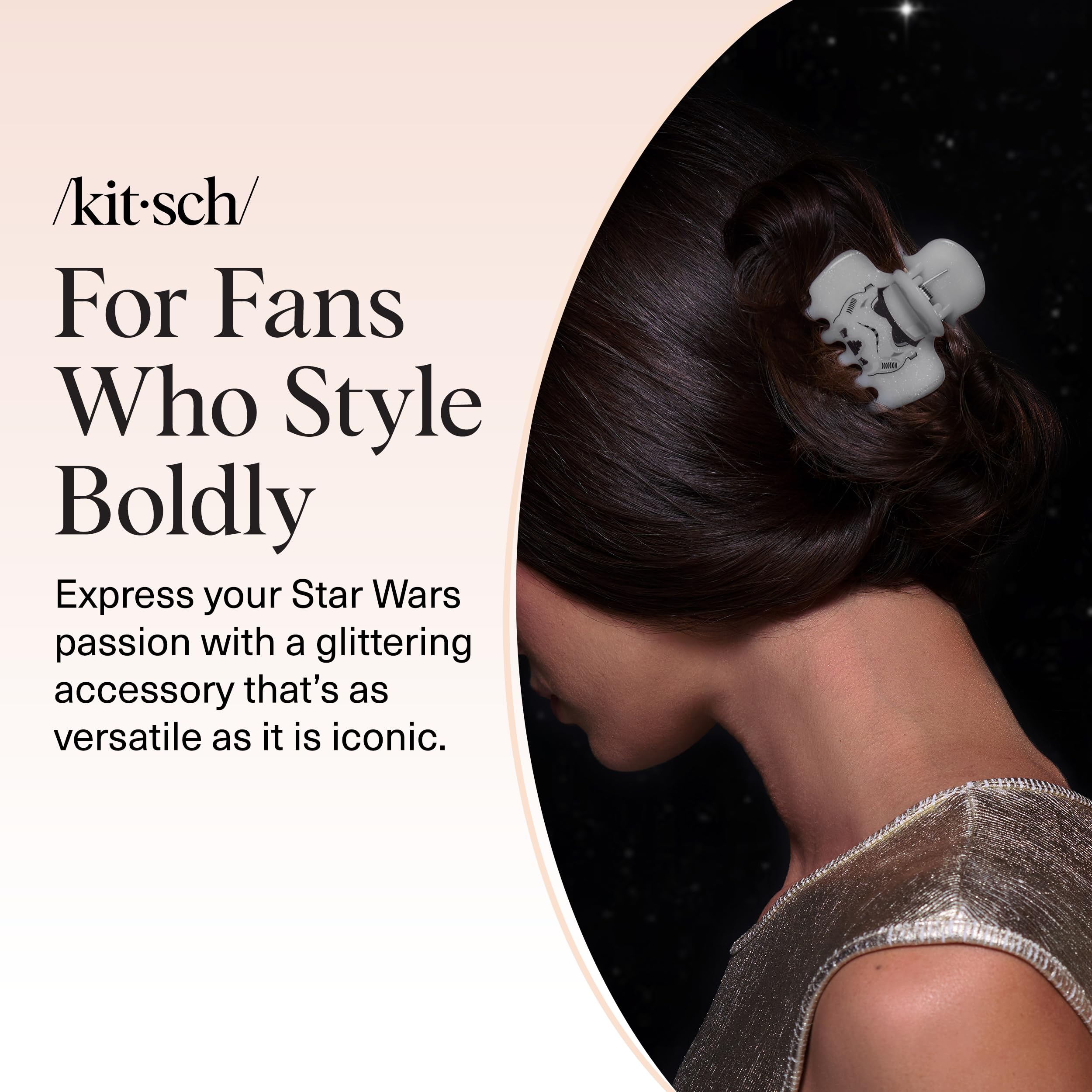 Kitsch x Star Wars Stormtrooper Glitter Medium Hair Clip for Women – Iconic Galaxy-Inspired Claw Clip | Recycled Plastic, Strong Secure Grip | Hair Accessories for Girls