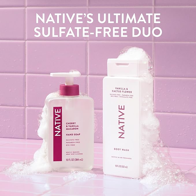 Native Sulfate Free Body Wash Contains Naturally Derived Ingredients | for Women & Men | Vanilla & Cactus Flower, 36 oz