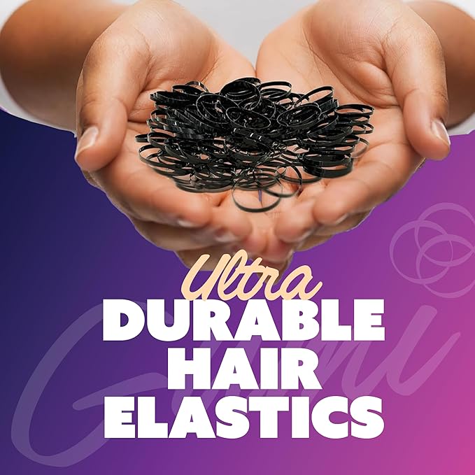 Gumi good Black Elastics 3/4 inch Hair Band Small for Thick or Thin Hair