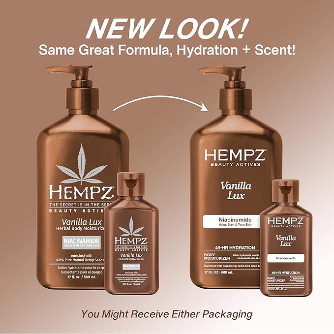 Hempz Vanilla Lux Herbal Body Moisturizer 17 oz. NEW LOOK