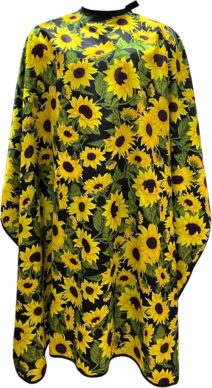 Salon Cape for Women, Hair Cutting Cape with Snaps, Professional Large Barber Stylist Hairdresser Cape, Waterproof & Light Weight & Machine Washable- 63”× 56”(Sunflower)