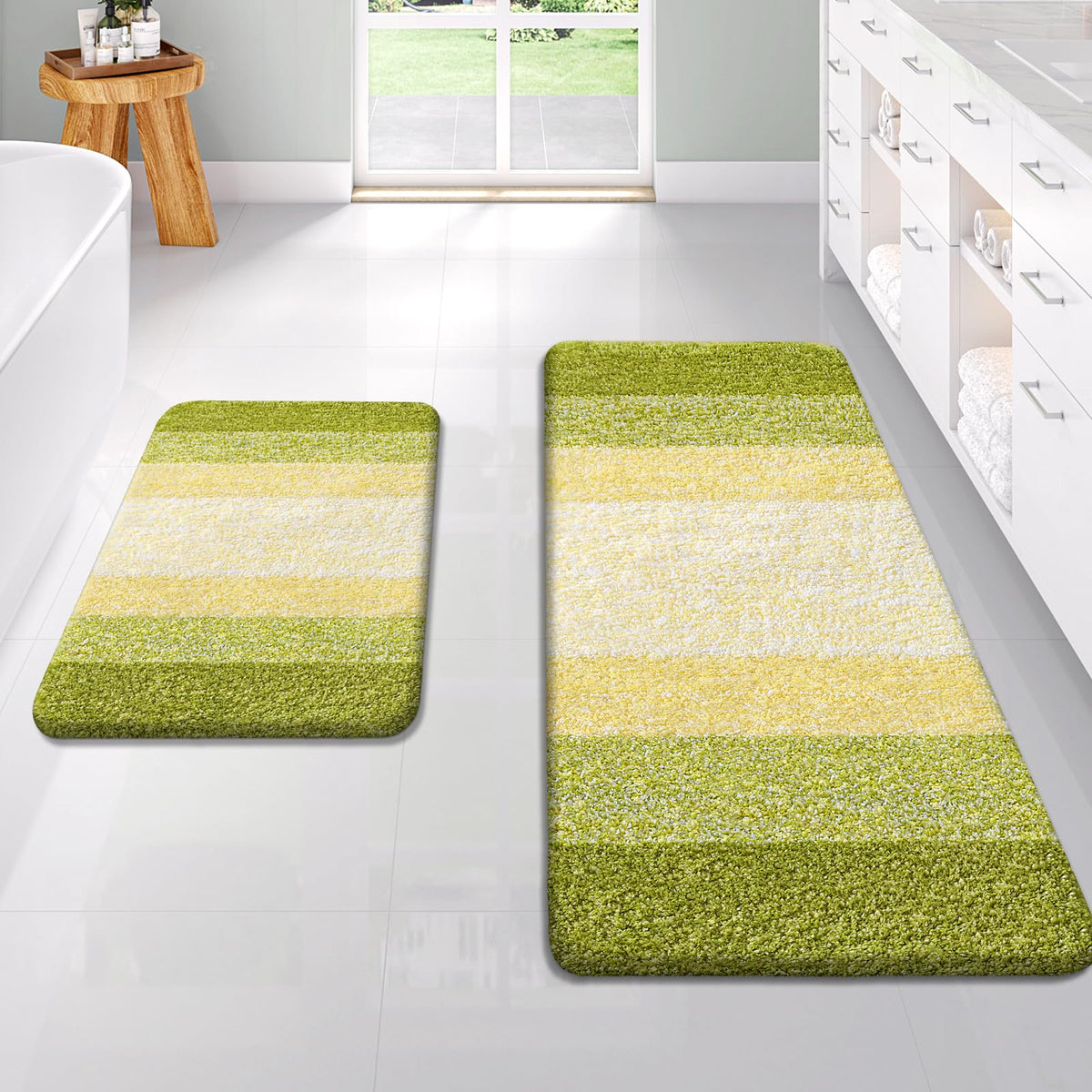 OLANLY Micorfiber Bathroom Rug Set 2 Piece, Soft Absorbent Bath Mats, Red