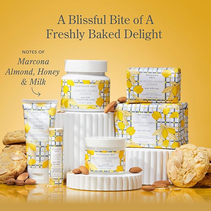 Beekman 1802 Whipped Body Cream – Rich Body Butter & Moisturizing Body Cream, Goat Milk Lotion, Shea Butter & Vitamin E, Hydrating Body Moisturizer for Dry Skin - Almond Honey Cookie 8 oz