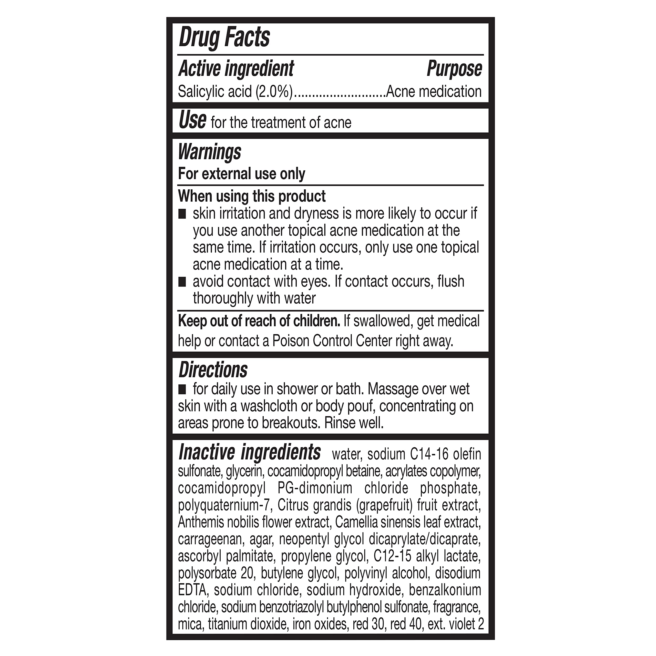 Amazon Basics Clarifying Pink Grapefruit Body Wash, 2% Salicylic Acid Acne Treatment, Foaming, Refreshing, Prevents Breakouts, Dermatologist Tested, 8.5 fl oz, 4-Pack (Previously Solimo)