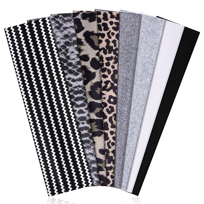 Ztomine 8 Pack Headbands for Women Non Slip - Stylish Sports Hair Bands for Women's Hair - Soft Cotton Cloth Stretchy Headbands for Women for Yoga, Outdoor Exercise Running