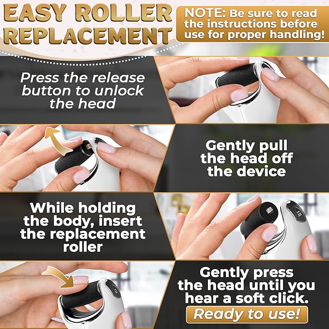 Electric Foot File Callus Remover – 3-Speed Foot Scrubber Electric (1800/2200/2800 RPM), Dry Skin Remover for Feet – 2 Replacement Rollers 80 & 60 Grit, 360° Precision Control & Easy-to-Clean Design