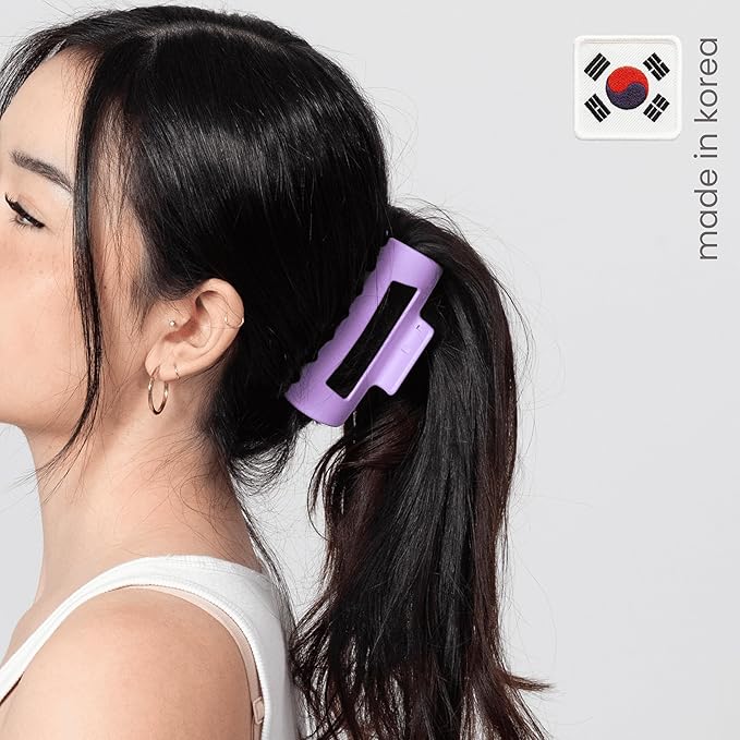 Mello Medium Hair Clip - Flexible Comfort Hair Claw for Women, Strong Hold for Thick & Thin Hair Styling, Durable Material, Matte Non-Slip Finish, Made in Korea, Patent Pending (Purple, Medium)