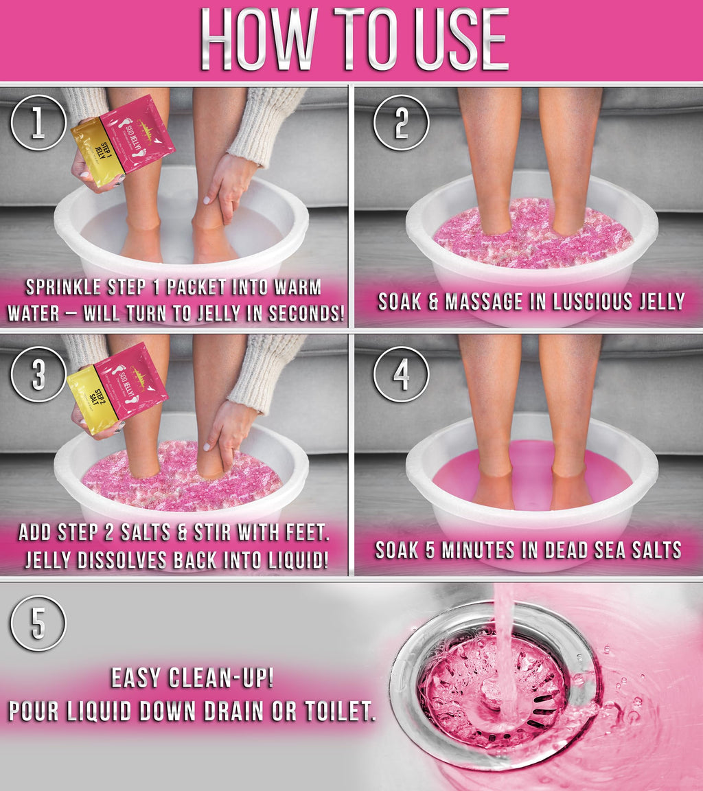 Crafts And The City SOO Jelly Pedicure Packs - Pedicure Foot Soak For Feet - Moisturizing Jelly Spa Pedi Soak - Foot Spa Bath Soak For Soaking - Pedicure Foot Gel To Relax Sore Feet (Damascus Rose)