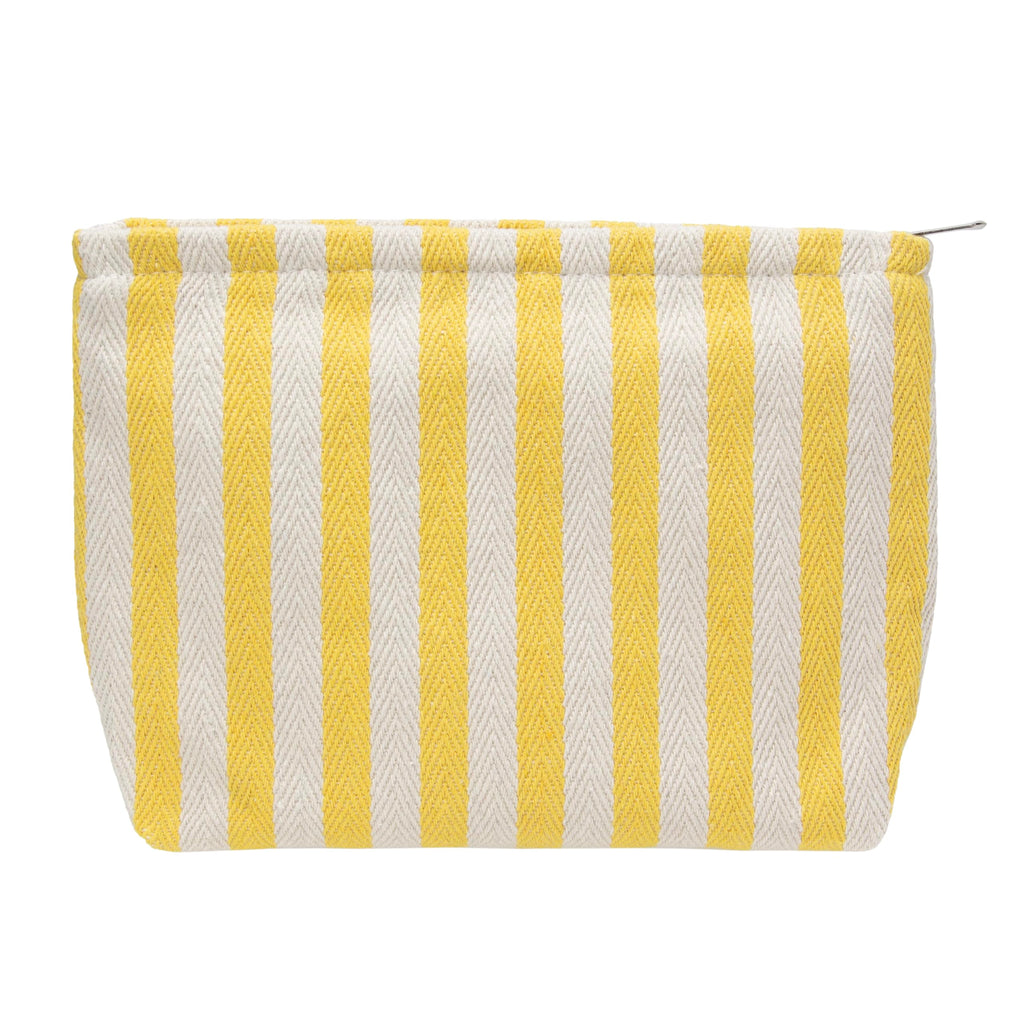 Flat Makeup Bag for Women,Zipper Cosmetic Pouch for Purse,Stripe Yellow