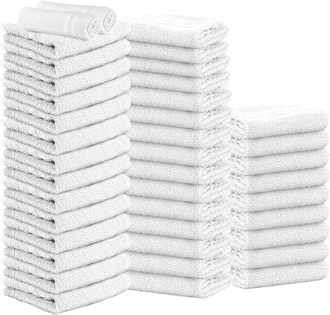 STF Linen Hand Towels (Pack of 40) - White Economy Salon & Spa Towels - 100% Cotton, Highly Absorbable, 16 x 27 Inches