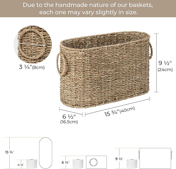StorageWorks Wicker Toilet Paper Storage Basket, Natural Seagrass