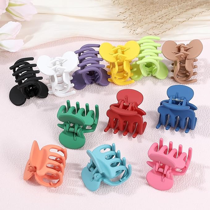 Sisiaipu 12Pcs Hair Clips for Women 1.8 Inch Small Claw Clips for Thin Hair Medium Hair Claw Clips for Thick Hair Accessories for Women Girls (Dopamine)