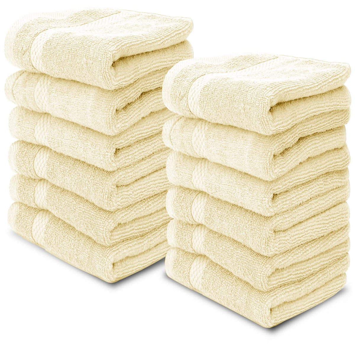 White Classic Luxury Dark Gray Washcloths 12 Pack - 13x13, Turkish Cotton