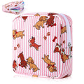 Desing Wish Sanitary Pad Storage Bag Portable Period Bag for Teen Pads/Sanitary Napkins/Small Tampons, Sanitary Napkin Storage Bag First Period Gifts for Teen Girls (Pink Striped Dog)