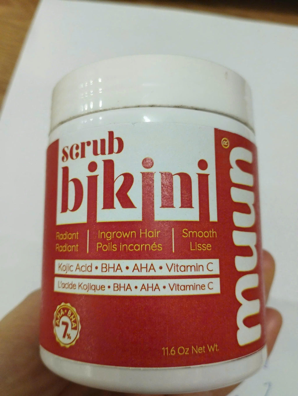 Muun Bikini Area Exfoliator Body Scrub Kojic Acid AHA BHA Ingrown Hair