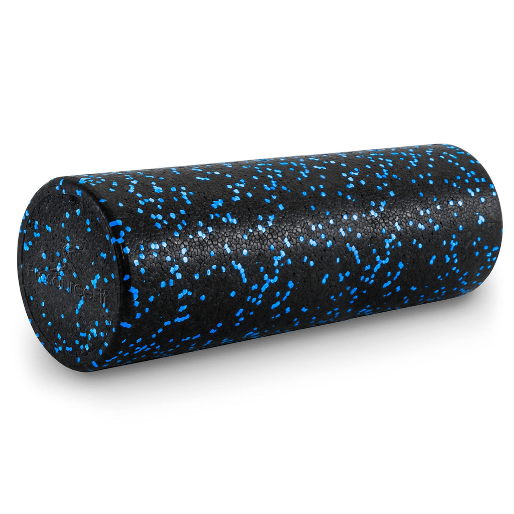 ProsourceFit High Density Foam Rollers 18 - inches long, Firm Full Body Athletic Massage Tool for Back Stretching, Yoga, Pilates, Post Workout Muscle Recuperation, Black/Blue