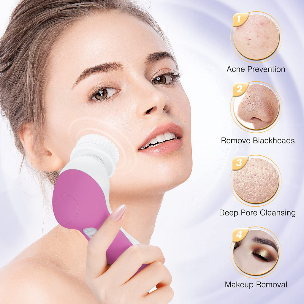 COSLUS Facial Cleansing Brush Face Scrubber, 7-in-1 Rotating Design