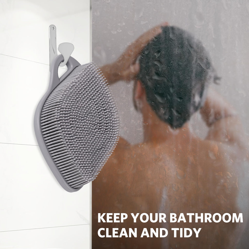 Sndyi Silicone Body Scrubber, Gentle Exfoliating Body Scrubber for Sensitive Skin, Leaf Shaped Shower Scrubber for Body with Lathering Bristles, Silicone Loofah Body Brush for Showering, Gray