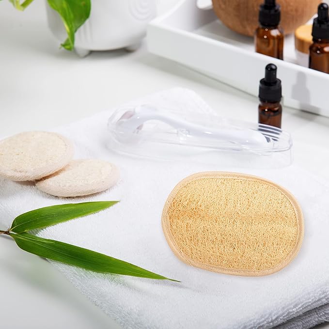 CraftsOfEgypt Egyptian Natural Loofah Body Scrubber Pads, Double Sided Luffa Sponge for Women and Men, Deep Scrubbing Shower Face Back and Body, Loofa Luffah Exfoliation Pads – 6.9x4.7 Inches, 2 Pack